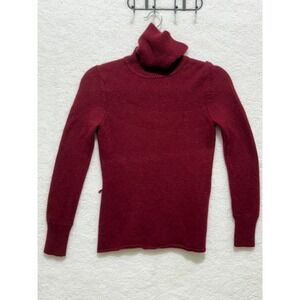 Barneys New York Cashmere Turtleneck Sweater Womens Small Burgundy